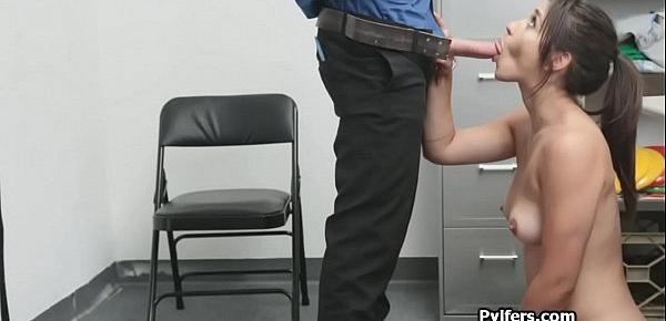  Lifting panties leads to sucking the officers dick